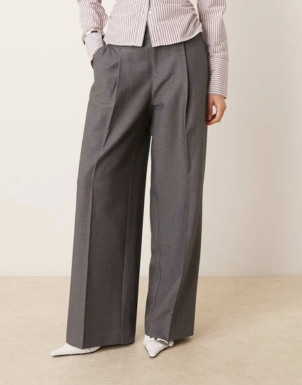 Женские плиссированные брюки Gina Tricot, темно-серые
