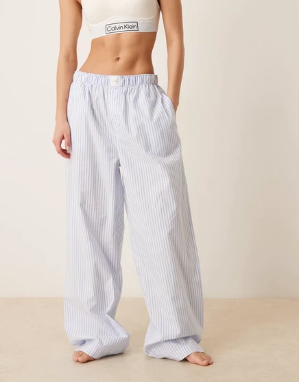 Женские пижамные брюки Calvin Klein Poplin, синие в полоску