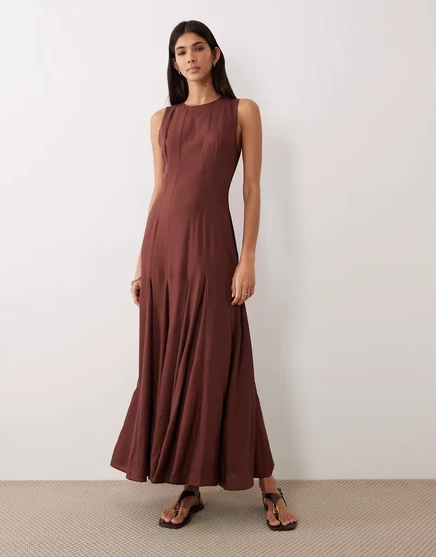 Женское макси-платье ASOS Design с клиньями, темно-коричневое