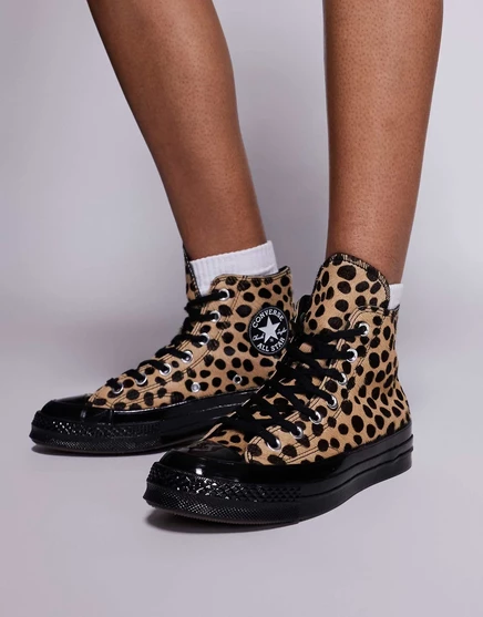 Женские кеды Converse Chuck 70 из пони, анималистичный принт, черные детали