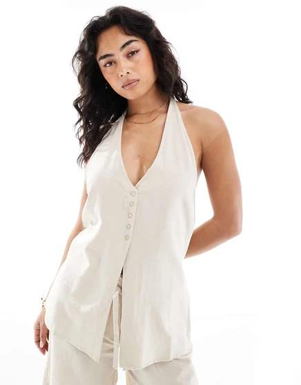 Женский топ Vero Moda халтер, овсяный