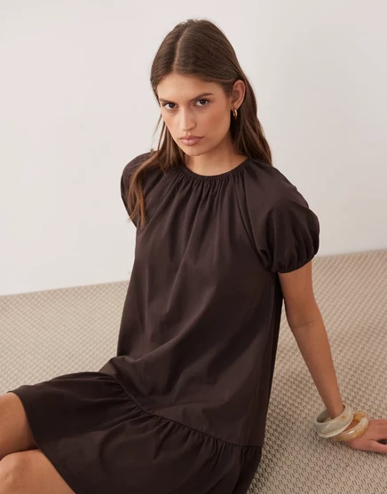 Женское мини-платье ASOS Design с фонариками, шоколадное