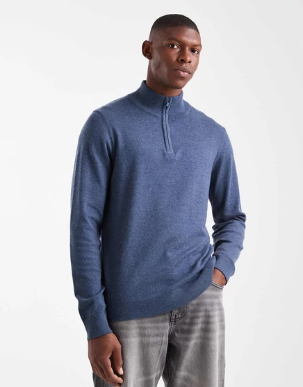 Мужской вязаный свитер Threadbare Quarter Zip, сине-меланжевый