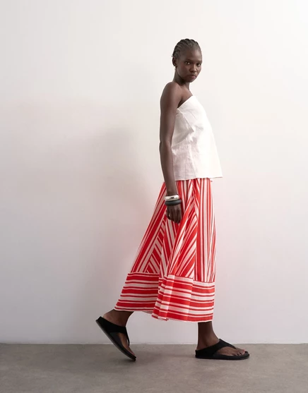 Макси-юбка с круглым вырезом от Topshop в красную и белую полоску red and white