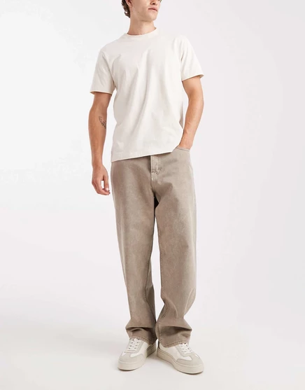 Мешковатые джинсы Jack &Jones Alex бежевого цвета кислотной стирки crockery