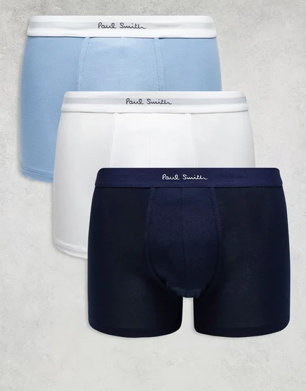 Боксеры PS Paul Smith 3 pack синего, темно-синего и белого цветов.