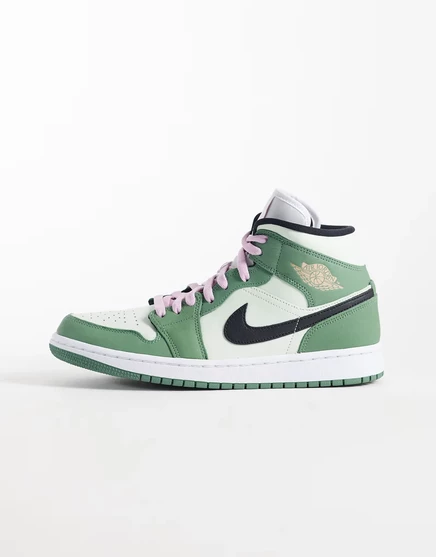 Женские кроссовки Jordan Air 1 Mid SE, зелёно-розовые