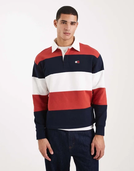 Мужской регбийный свитер Tommy Jeans, красный/синий/белый