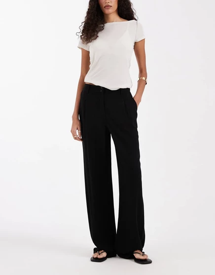 Женские широкие брюки ASOS Tall со складками, черные