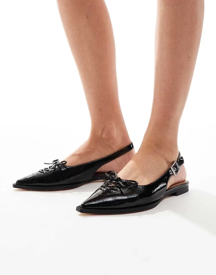 Балетки schuh Lorie на ремешках из черной кожи black