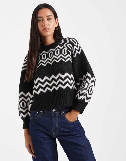 Женский свитер ASOS Design с узором Fair Isle, черный