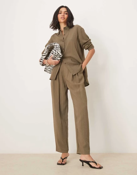 Зауженные брюки ASOS DESIGN tab detail цвета хаки - часть комплекта khaki