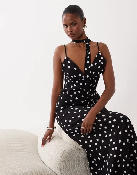 Женское платье макси Vero Moda Cami, черно-белое