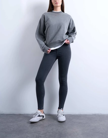 Обтягивающие джинсы с высокой посадкой Topshop Hourglass Joni черного цвета, застиранные washed black