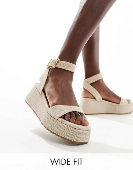 Сандалии на платформе ASOS DESIGN Wide Fit Tantoo из натуральной ткани natural