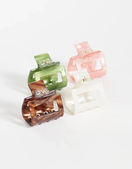 Женские заколки Accessorize 4 шт квадратные, пастельные
