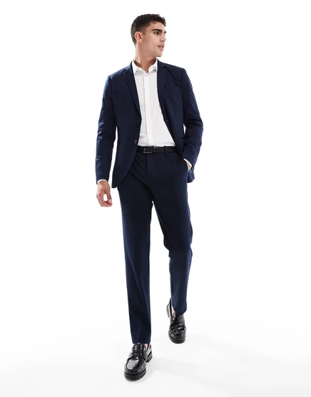 Брюки от костюма из джерси Jack &Jones slim fit темно-синего цвета dark navy