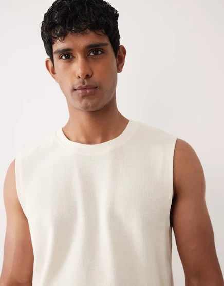 Мужская майка Jack & Jones в рубчик, античный белый
