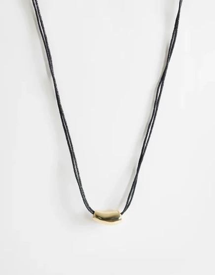 Ожерелье из шнура Topshop Nasha черного цвета с позолотой black