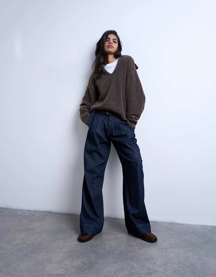 Сшитые на заказ джинсы Topshop super high rise с поясом цвета индиго rinse indigo