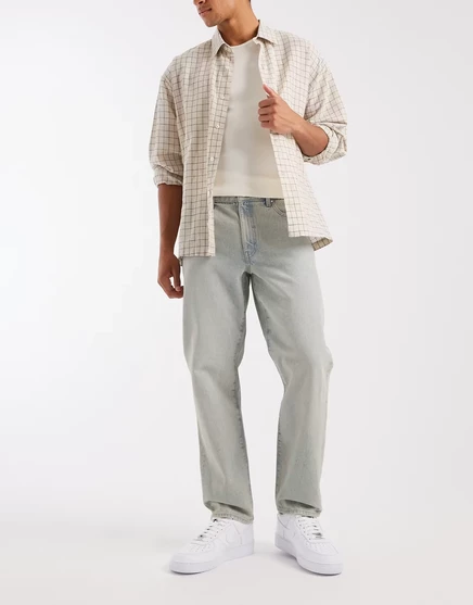 Мужские джинсы ASOS Design со складками, светло-голубые