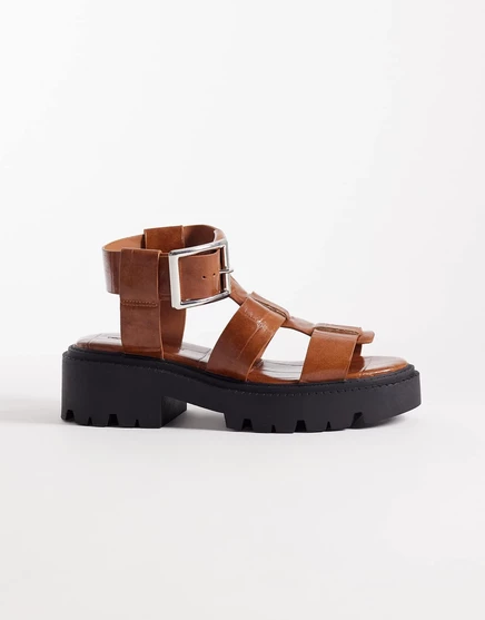 Коричневые босоножки на массивном каблуке от ASOS DESIGN Freddy fisherman