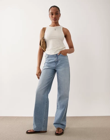 Женские джинсы ASOS Design Tall, широкие, светло-голубые