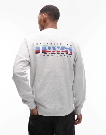 Толстовка с градиентным рисунком Tommy Jeans 1985 года с логотипом на груди серого цвета gray