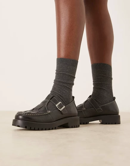 Женские кожаные лоферы Walk London Clara, черные
