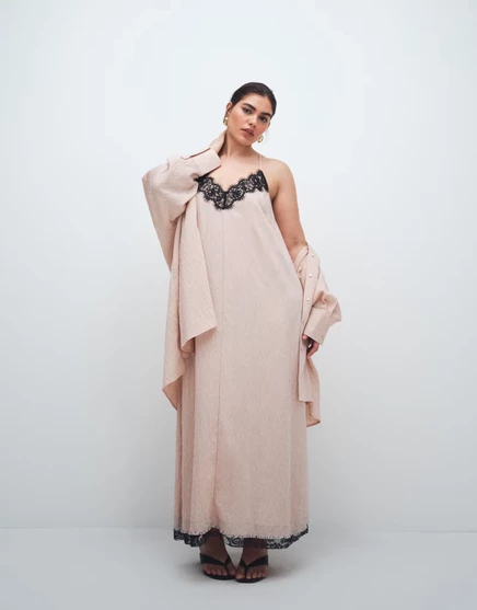 Женское макси-платье ASOS Curve на бретелях с кружевом, в полоску