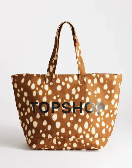 Женская холщовая сумка TopShop большая, с принтом оленя
