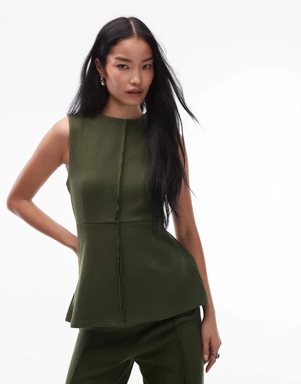 Приталенная майка зеленого цвета с отделкой по швам от ASOS DESIGN supersoft  green