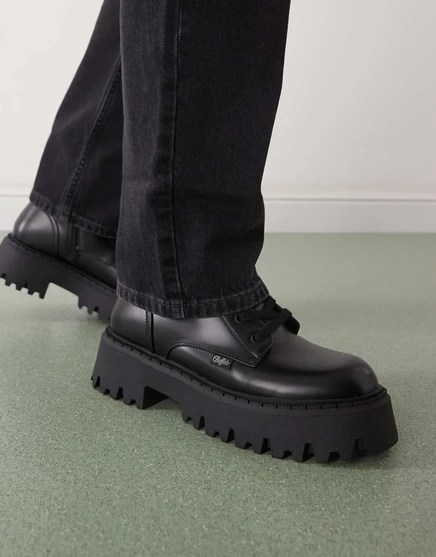 Черные ботинки Buffalo Asp на шнуровке black