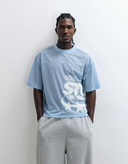 Мужская футболка ASOS Design Boxy Oversized с крупным принтом, голубая