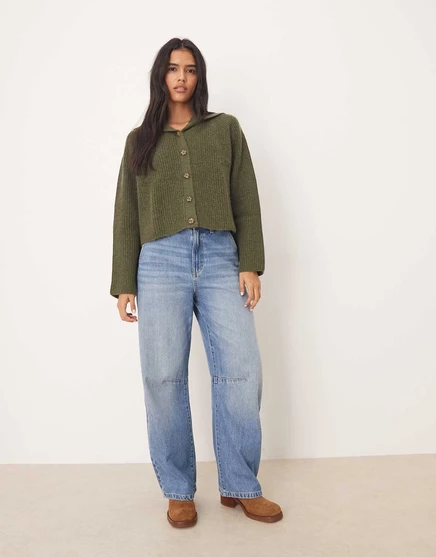 Женский кардиган ASOS DESIGN с матросским воротником, хаки