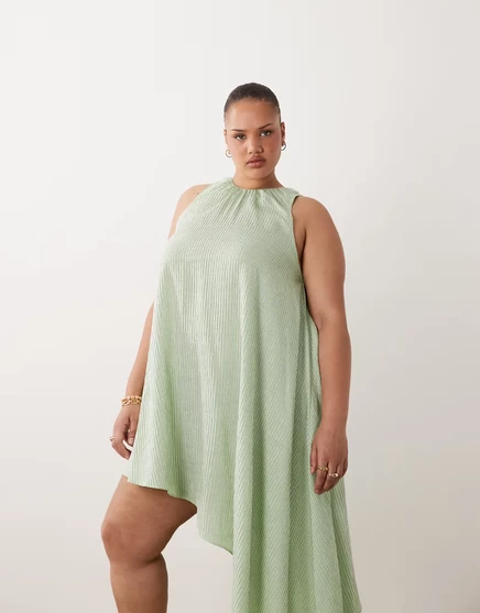 Женское мини-платье Asos Curve, в зеленую полоску