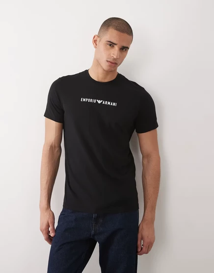 Футболка с логотипом Emporio Armani Bodywear на груди черного цвета black