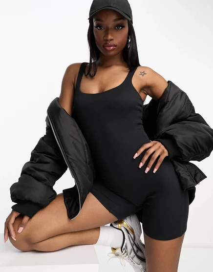Черный комбинезон из мягкого материала с ремешками ASOS DESIGN black