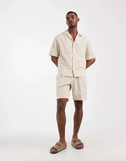 Мужские шорты ASOS Design Regular seersucker, песочные