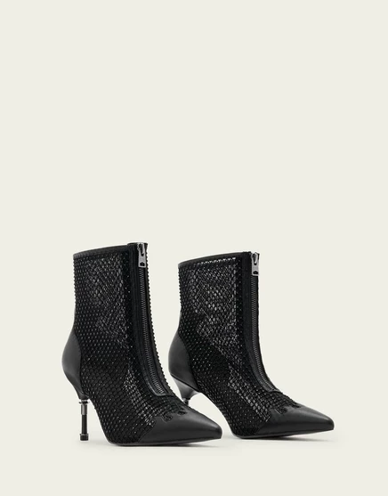 Сетчатые сапоги с острым носком от Allsaints Natasha черного цвета black