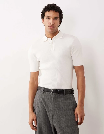 Мужское поло ASOS Design Essential muscle fit, молочно-белое