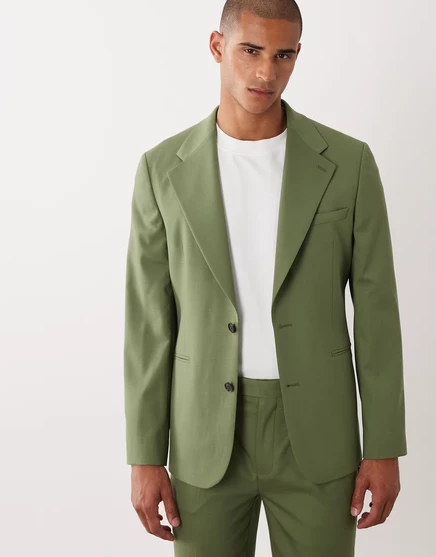 Мужской пиджак ASOS Design 100 летний шерстяной, хаки