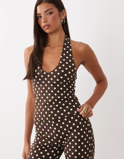 Женский топ ASOS Design в горошек, шоколадный