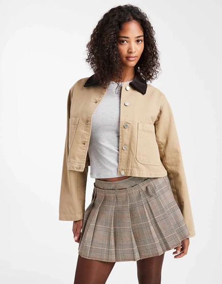 Укороченная джинсовая куртка-сарай ASOS DESIGN из камня stone