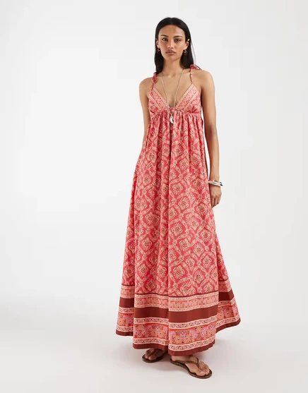 Женское платье Free People макси бохо в цветочный принт, ягодная гамма