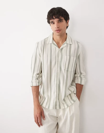 Мужская рубашка ASOS Design, кремово-зеленая
