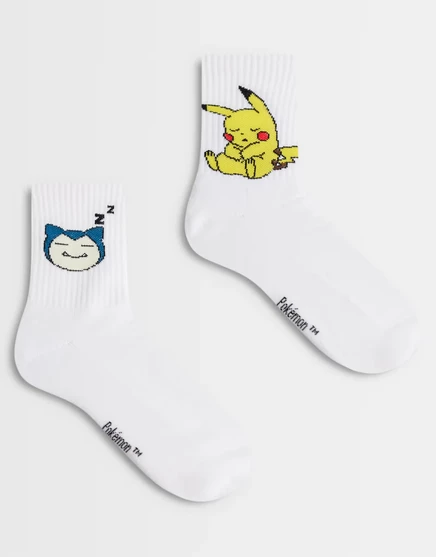Мужские носки ASOS Design с принтом Pokemon, белые, 1 пара