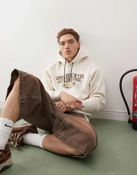 Толстовка на молнии с логотипом Aape by A Bathing Ape arm серого цвета cream