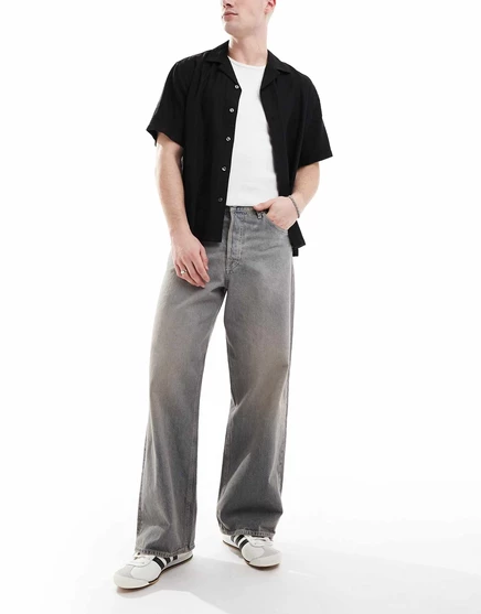 Джинсы Jack &Jones Dave широкого покроя синего цвета с винтажной отделкой blue denim