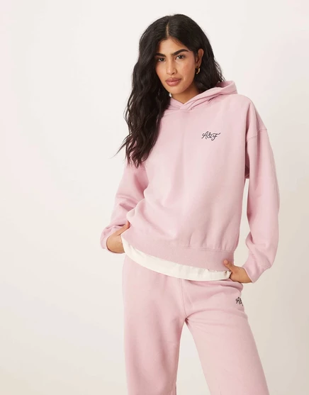Толстовка с логотипом Abercrombie &Fitch на груди розового цвета - часть комплекта